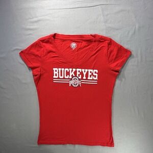 Ohio State Buckeyes Short Sleeve Vneck Shirt Women's Medium NCAA Team Wear